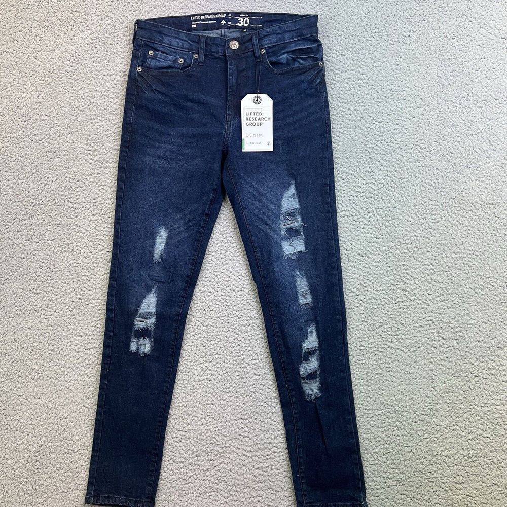 LRG Lifted Research Group Mens Jeans‎ Skinny Fit Stretch Denim Blue Wash 30